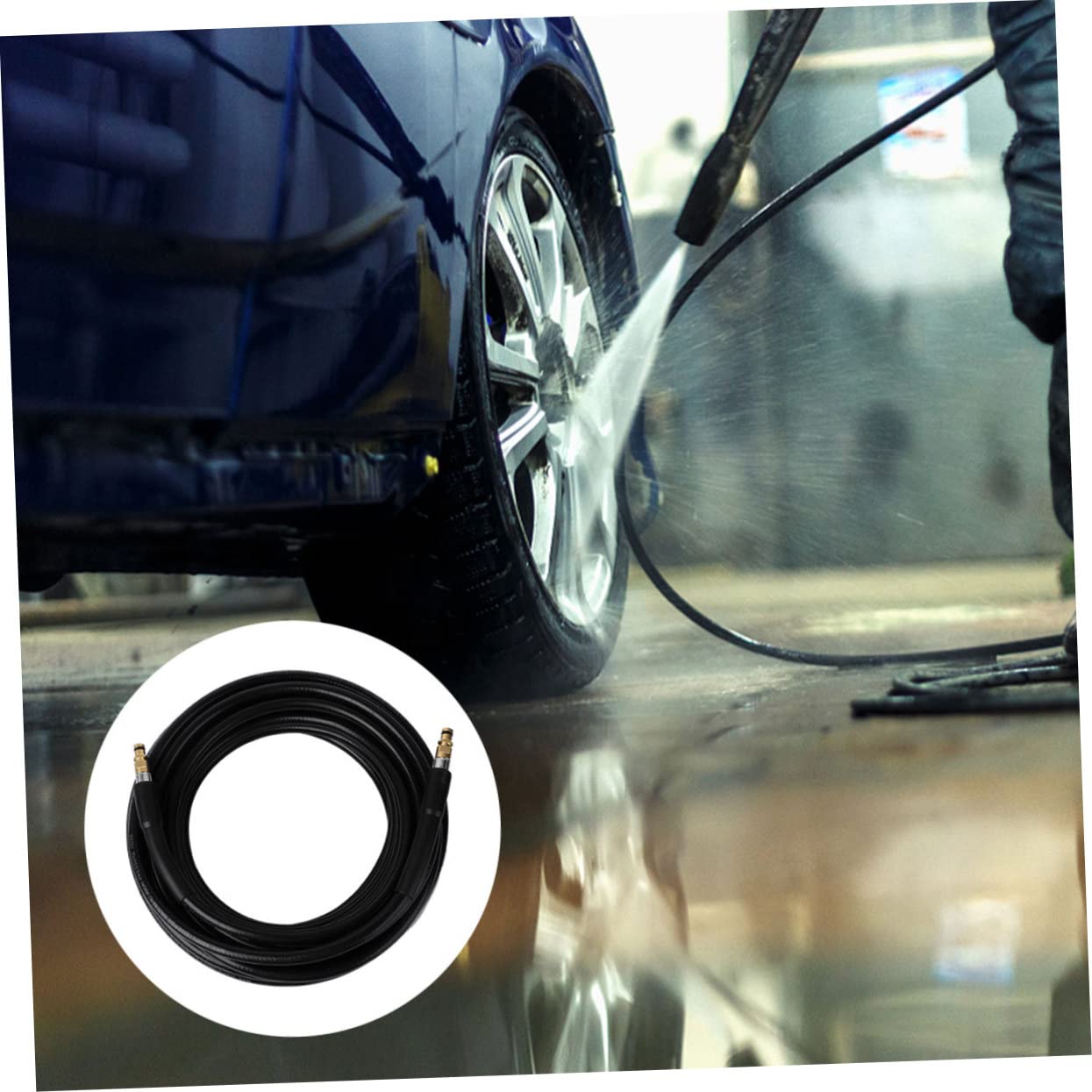 BESTonZON Tuyau en Caoutchouc Résistant au Pliage pour Nettoyeur Haute Pression 15m Couleur Aléatoire à Raccord Femelle pour Nettoyage de Voiture et Machine à Laver