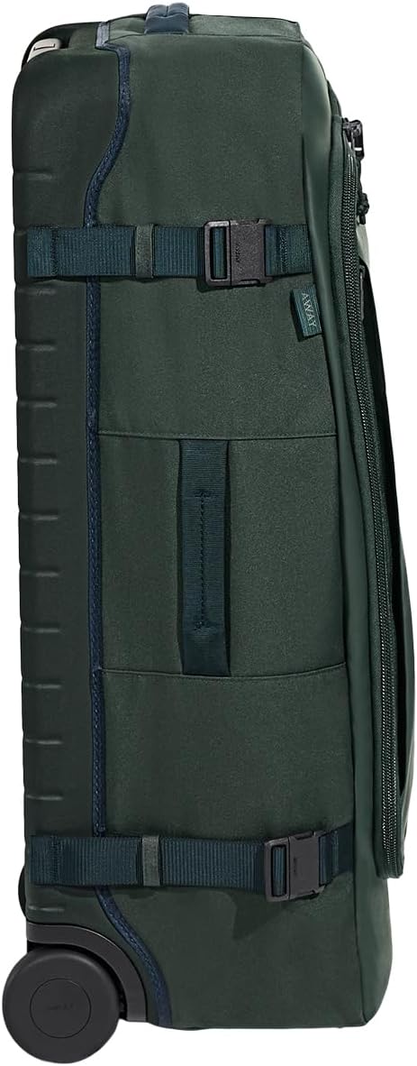 Away Active Rolling Duffle 85L - Large Travel Duffle Bag with Wheels, Durable Checked Luggage Suitcase for Men & Women, Foldable Weekender Bag, Forest Green