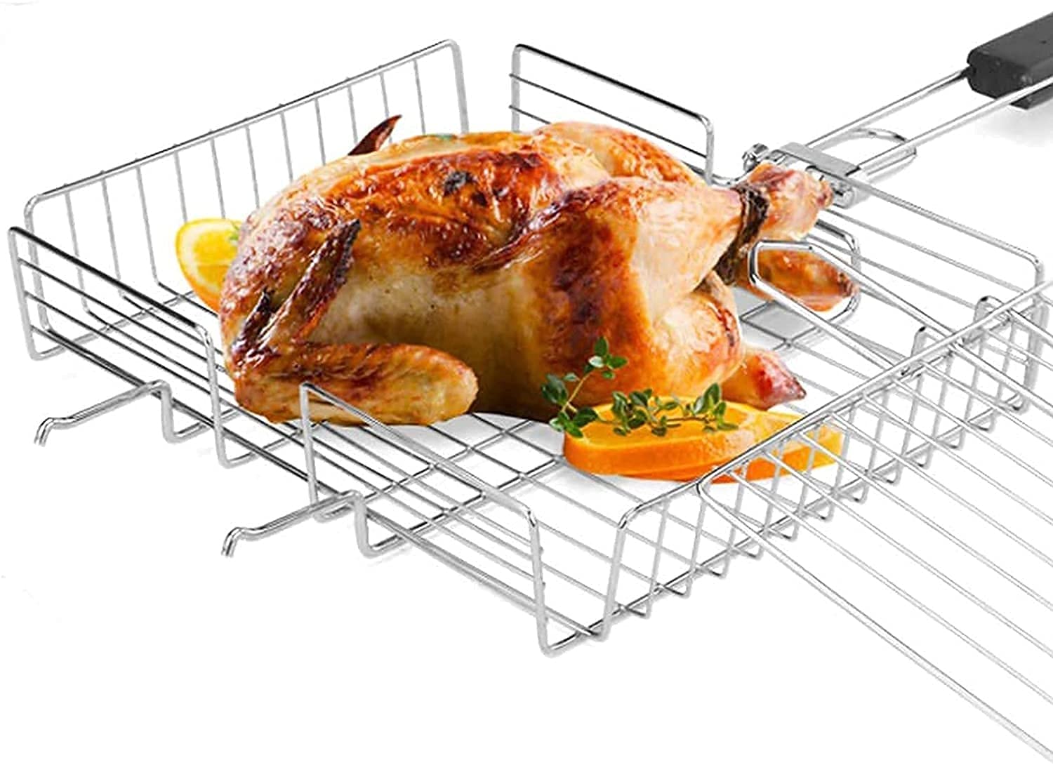 Faltbarer BBQ Fischbräter Grillkorb, Tragbares Grill Fischhalter Grillkorb tragbar und faltbar Großzügige Kochfläche für Gemüse, Fisch, Fleisch Perfekt Barbecue Grillen Kit