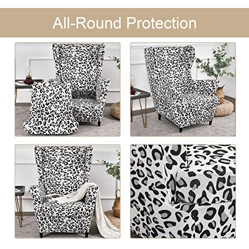 Eco-Ancheng Wingback Chair Slipcover 2 Piece Wingback Chair Cover Spandex Wing Chair Slipcovers Wingback Armchair Covers With Elastic Bottom For Living Room Wingback Chair #TOP2