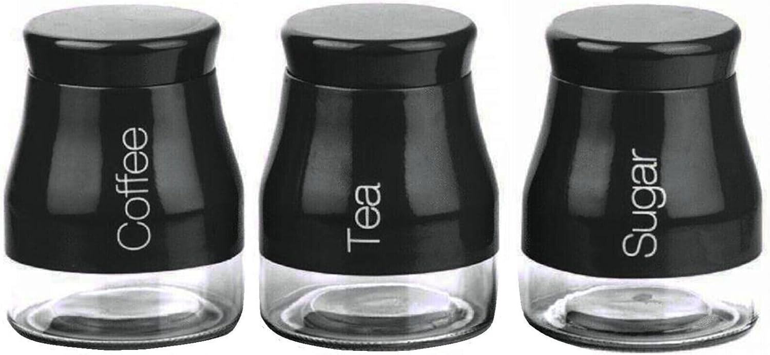ARA CHOICE Set of 3 Kitchen Storage Canisters Tea Coffee Sugar Jars