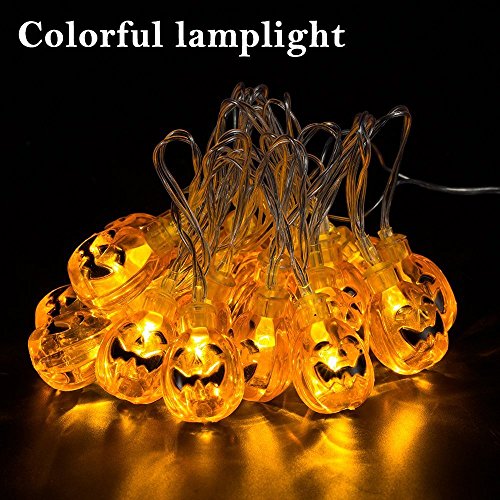 Itian Striscia da 2m con 20 Luci LED a Forma di Zucche 3D Arancioni Alimentate a Batteria per Decorazioni di Halloween