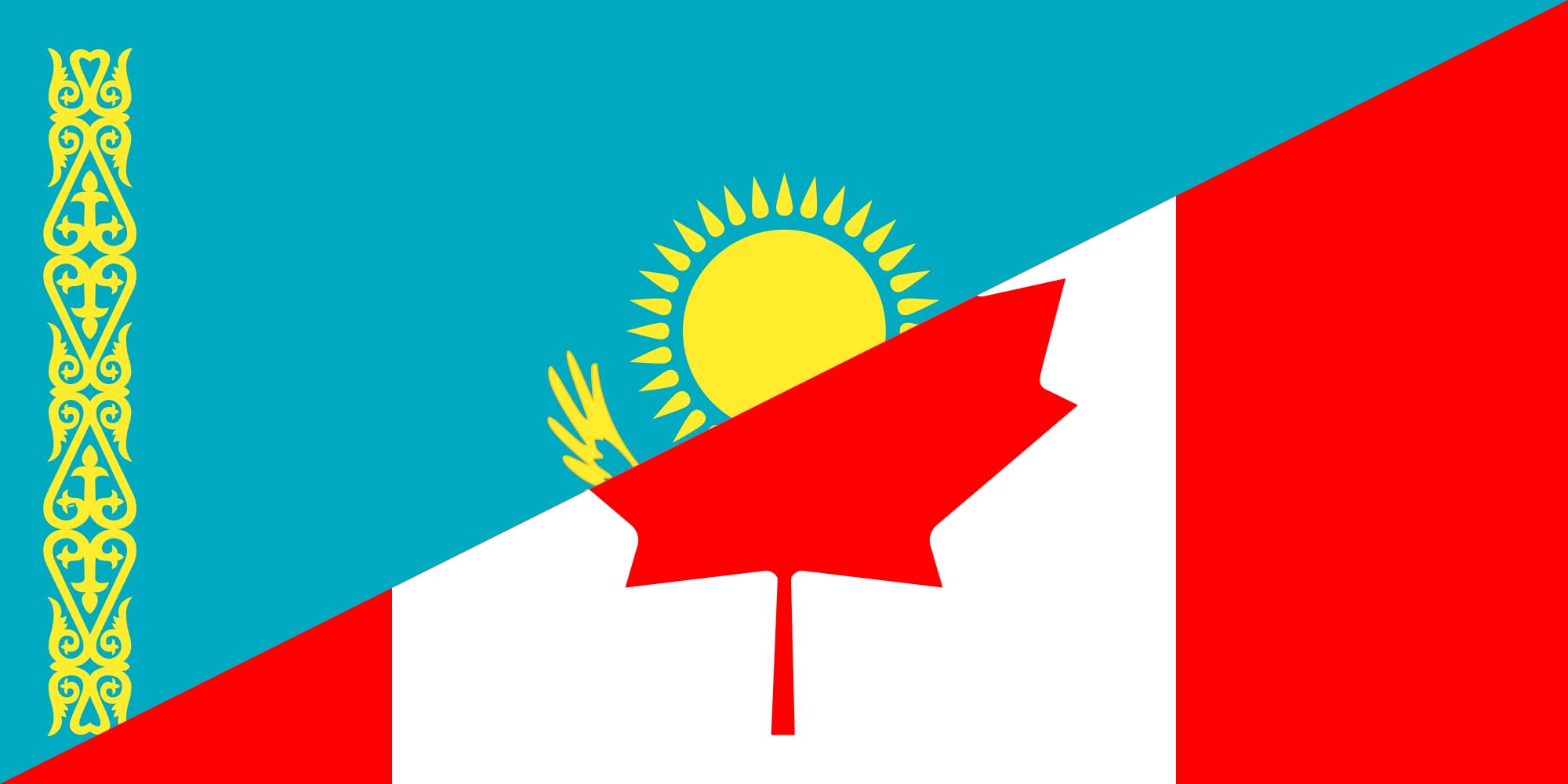 Drapeau Kazakhstan et Canada grand format paysage pour mât extérieur
