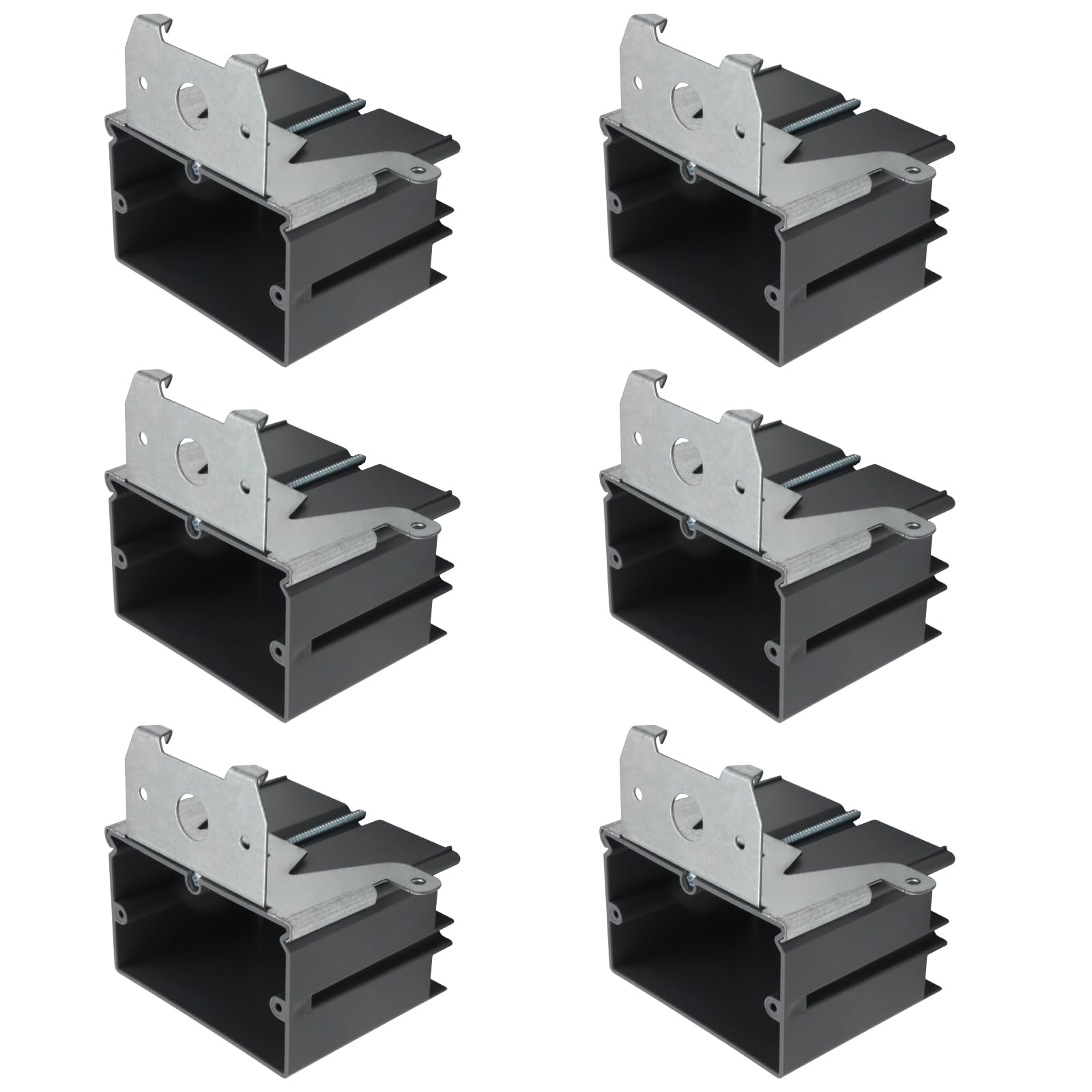 HUIXHAO 6PCS 1 Gang Interior Wall Electrical Box, 21 Cubic Inch Plastic Single-Gang Electrical Box with Adjustable Cover, AWG Standard, Grey, for Buildings and Houses