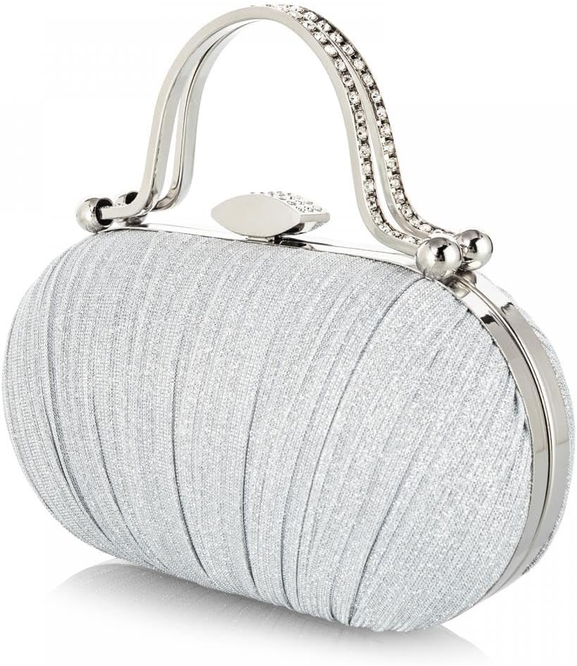 Simcat Women Gold Clutch Purses Glitter Evening Handbag Pleated Evening Bag for Lady Formal Bridal Wedding Prom