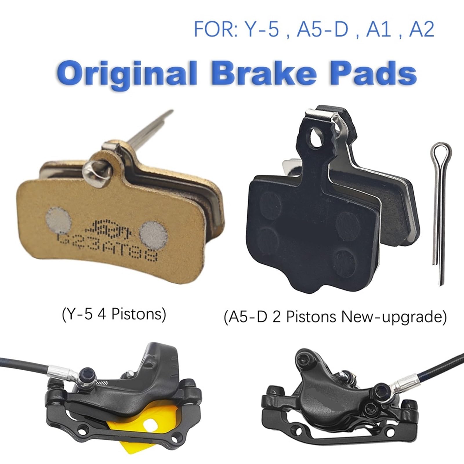 Pinzas de pistones de freno Pastillas de freno de disco hidráulicas de cerámica Y-5 A5-D de 2 pistones y 4 pistones, aptas para bicicletas eléctricas de montaña y scooters. Pinzas Freno(2-pistons 32 P