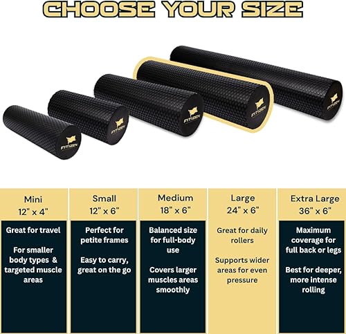 Miniatura 2 de FitNation Rodillo de espuma  Rodillo muscular de espuma de alta densidad  Rodillos de espuma texturizada para masaje muscular, estiramiento,