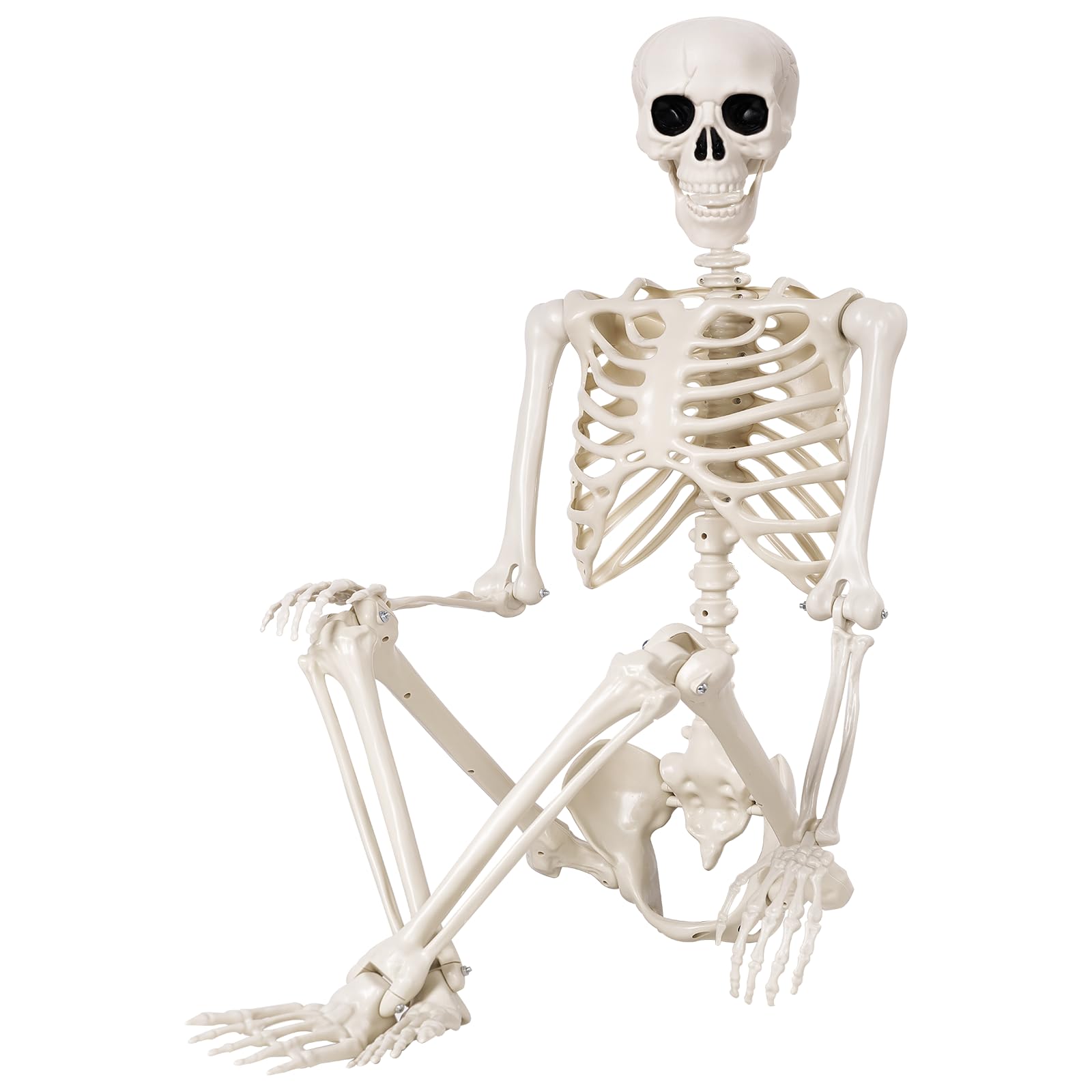 Halloween Skeletons Decorations - 5.4FT Life Size Posable Skeletons, Realistic Plastic Full Body Skeletons for Halloween Party Outdoor Haunted House Graveyard Decor