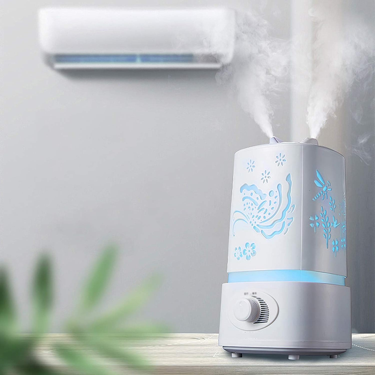 Humidificador de escritorio Humidificadores Humidificador ultrasónico, humidificadores de aire silenciosos de 1,5 l con luz nocturna, apagado automático sin agua, for dormitorio, habitación de bebé, o