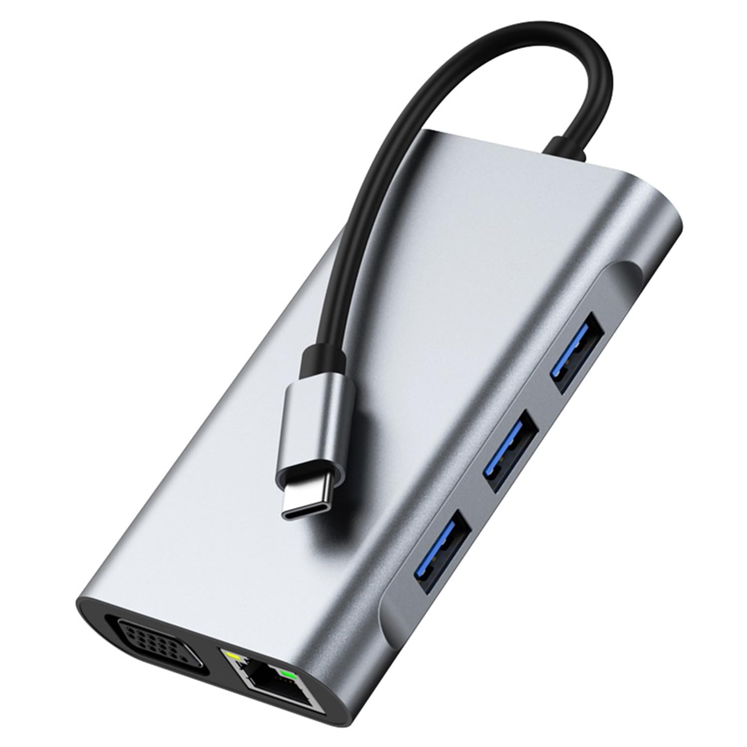Stacja dokująca USB C do podwójnego HDMI, wieloportowy adapter typu C z podwójnym HDMI (4K@30Hz), 1080P VGA, RJ45, 100W PD, USB3.0, 2 USB2.0, koncentrator 8 w 1 do Dell HP MacBook Laptop (8 w 1