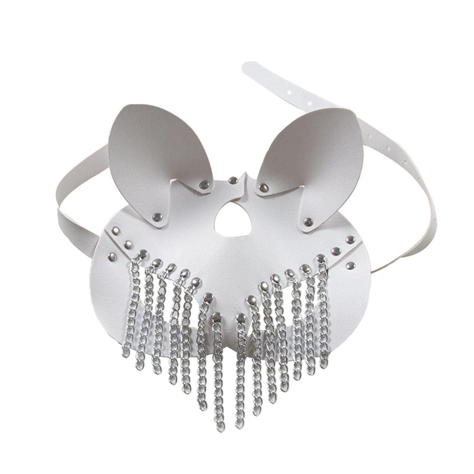 PU Fox Half Face Mask Cat Ears Mask Masquerade Ball Mask for Mardi Gras White|Clothing, Shoes & Accessories | Costumes, Reenactment, Theater | Accessories | Masks & Eye Masks-image-14