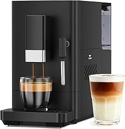 Electactic Fully Automatic Coffee Machine with Grinder, 20 Bar Coffee Maker with Milk Frother, Adjustable Grinding Coffee Machine for Cappuccino & Latte, Touch Control & Auto Self-Cleaning