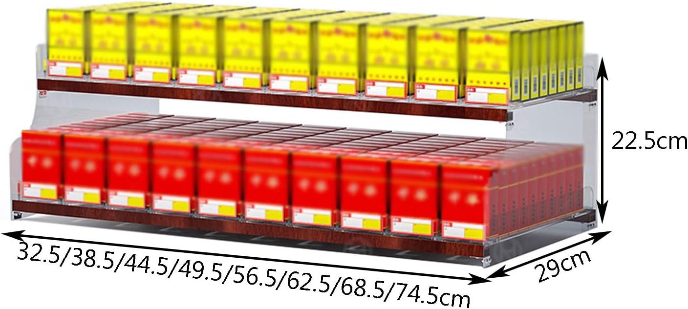 Cigarettes Display Rack, Matchbook Display Case, Acrylic Trapezoidal Countertop Or Wall Mounted Cigarette Display Box for Retail Store Supermarket Cabinet(74.5x29x22.5cm)