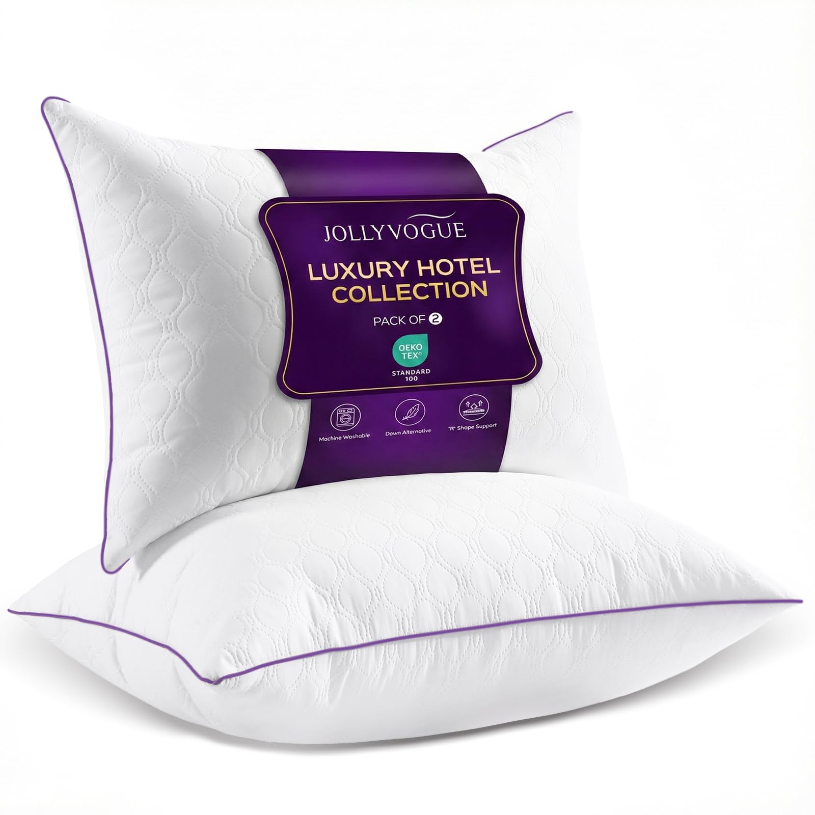 JOLLYVOGUE Pillows King Size Set of 2, Down Alternative, 34' x 17'