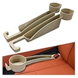 YoRise 2PCS Dual Slot Car Seat Gap Filler Organizer, Multifunctional Car Side Seat Gap Guard Spacer with Cup Holder, Universal Auto Storage Accessories for Preventing Items Falling Out (Beige)