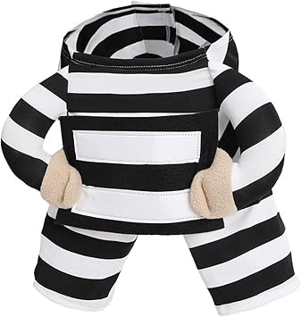 Comfortable Prisoner Costume Funny Striped Outfit Party Wear for Small Dog Cats Theme Party and Holiday Dressingup