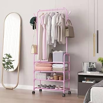 Amazon｜ハンガーラック 収納付き スリム おしゃれ シングル 高さ160cm