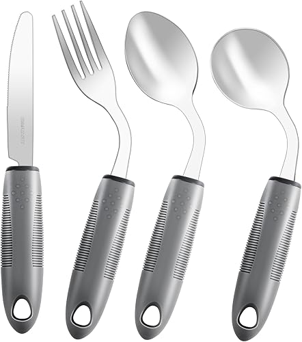 Miniatura 1 de Utensilios adaptativos, utensilios con peso para temblores de manos, utensilios para pacientes con Parkinson, ancianos, artritis, agarre débil,