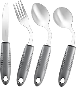 HJGL Weighted Adaptive Utensils Set for Hand Tremors (4-Piece, Right-Handed)