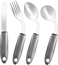 Adaptive Utensils,Weighted Utensils for Hand Tremors,Utensils for Parkinsons Patients,Elderly,Arthritis,Weak Hand Grip,Tremors&Handicapped.Stainless Steel Knife,Fork and Spoons Set (4pcs Right-Handed)