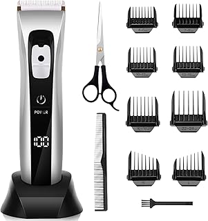 ELEHOT-Store Cortapelos Inalámbrico para Hombre, Maquina Cortar Pelo Profesional, Cuchilla de Cerámica y Titanio Ajustable, 8 Peines, 150 mins Autonomía, para Corte en Casa, Barba y Fade