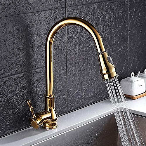 Mélangeur eau froide évier extractible dorée douchette rotatif 360 - 5