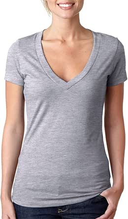 6640 NL 6640 LADIES CVC DEEP V TEE PURPLE BERRY 2XL
