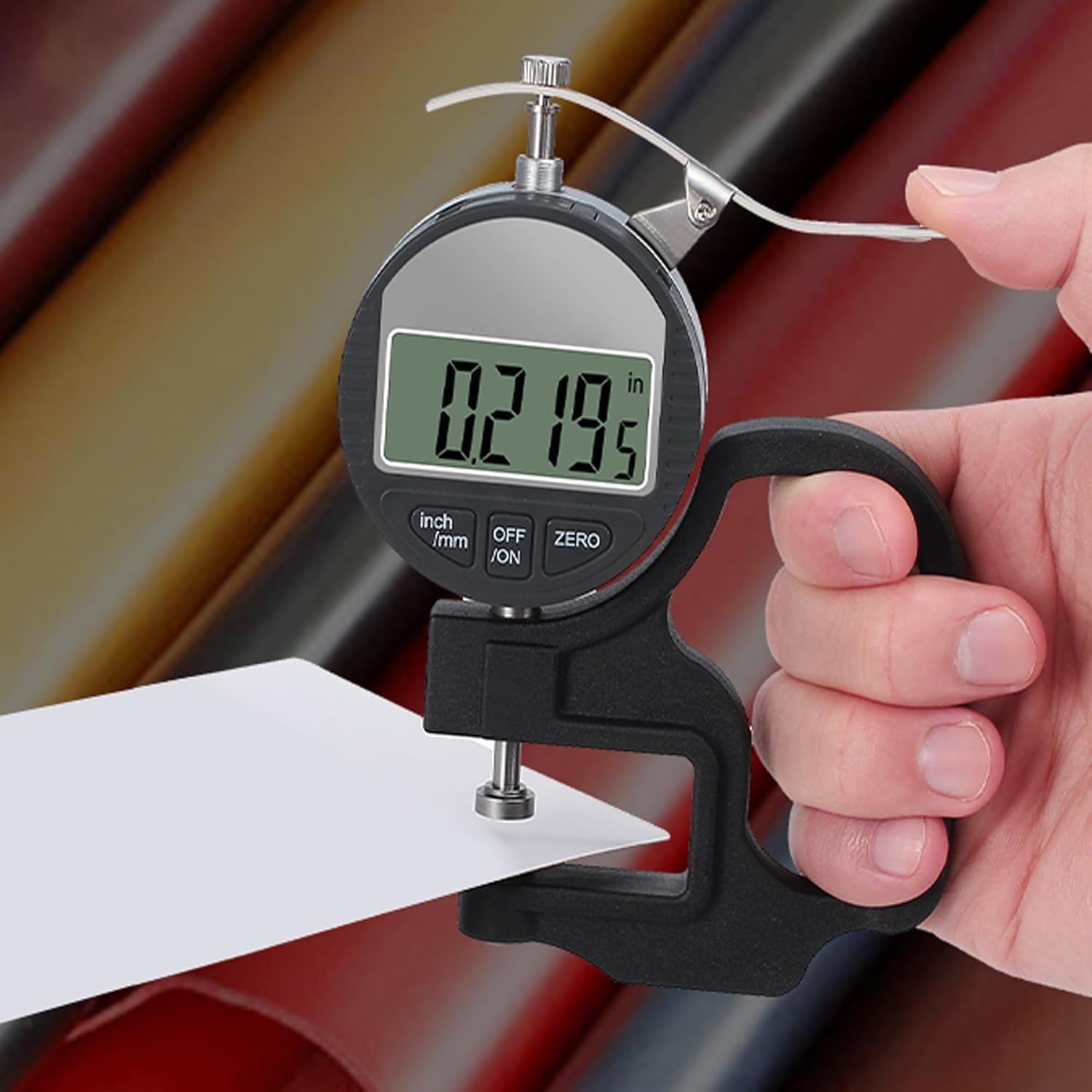 MAVOTANK Digital Thickness Gauge 0-12.7mm 0.001mm Accuracy Electronic Thickness Meter LCD Display Micrometer Measuring Tool for Paper Leather Plastic Sheet Metal 3