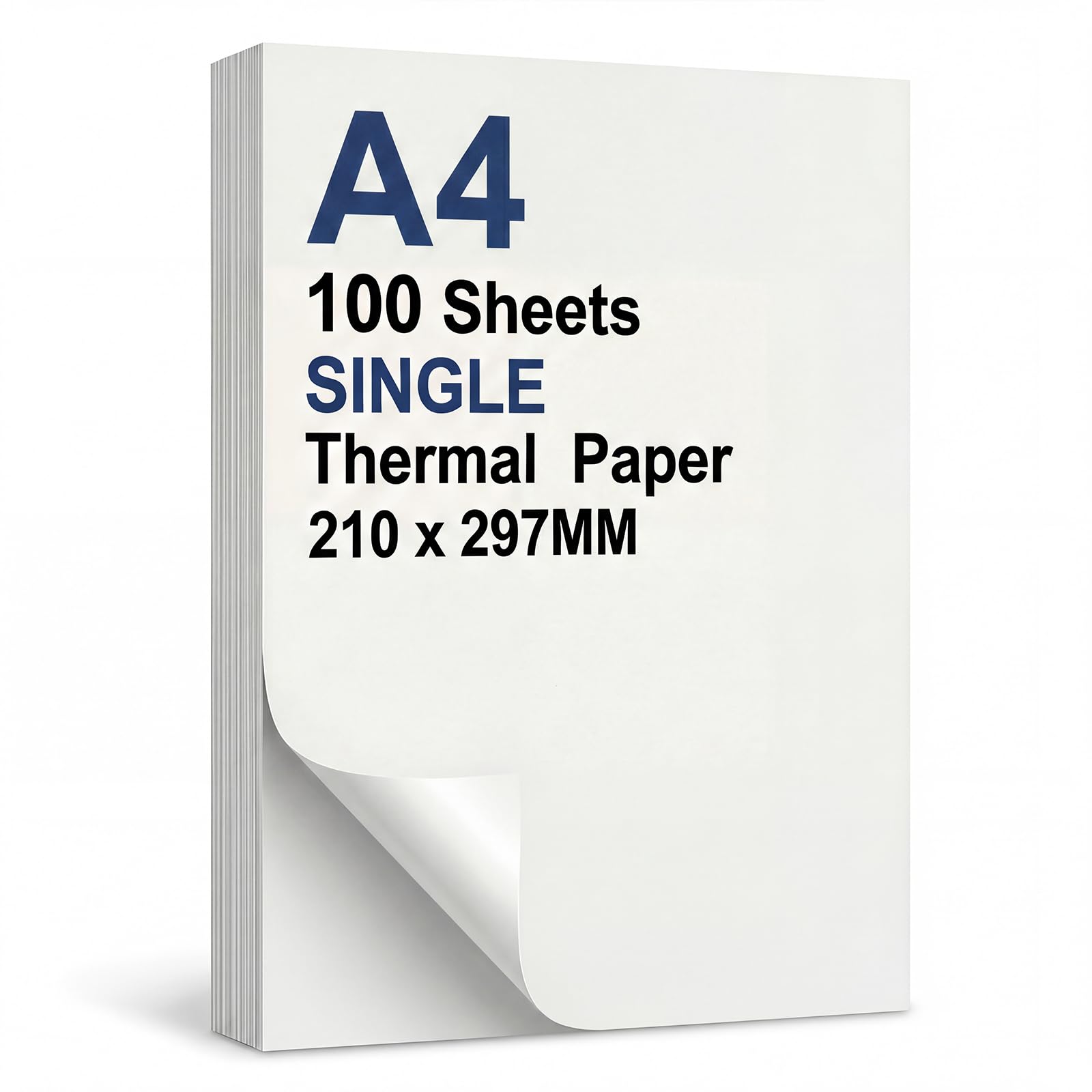 100 Hojas Papel Térmico A4 Cortado, NO Plegado, Compatible con la Mayoría de las Impresoras Térmicas A4, Papel Secado Rápido para Documentos, Páginas Web, Fotos (Hojas Individuales)