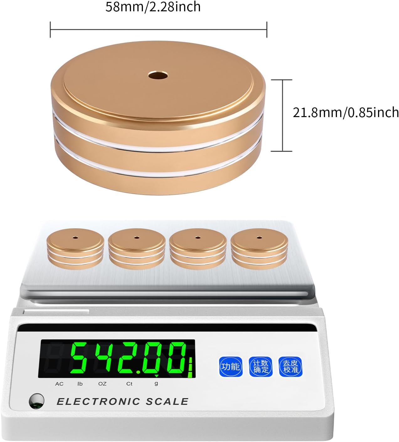 Turntable & Speaker Isolation Feet,Copper-Aluminum Alloy Anti-Vibration Pads with Diffraction Groove & Rubber Base for Enhanced Sound Quality, Ideal for Audiophiles-Gold-Large