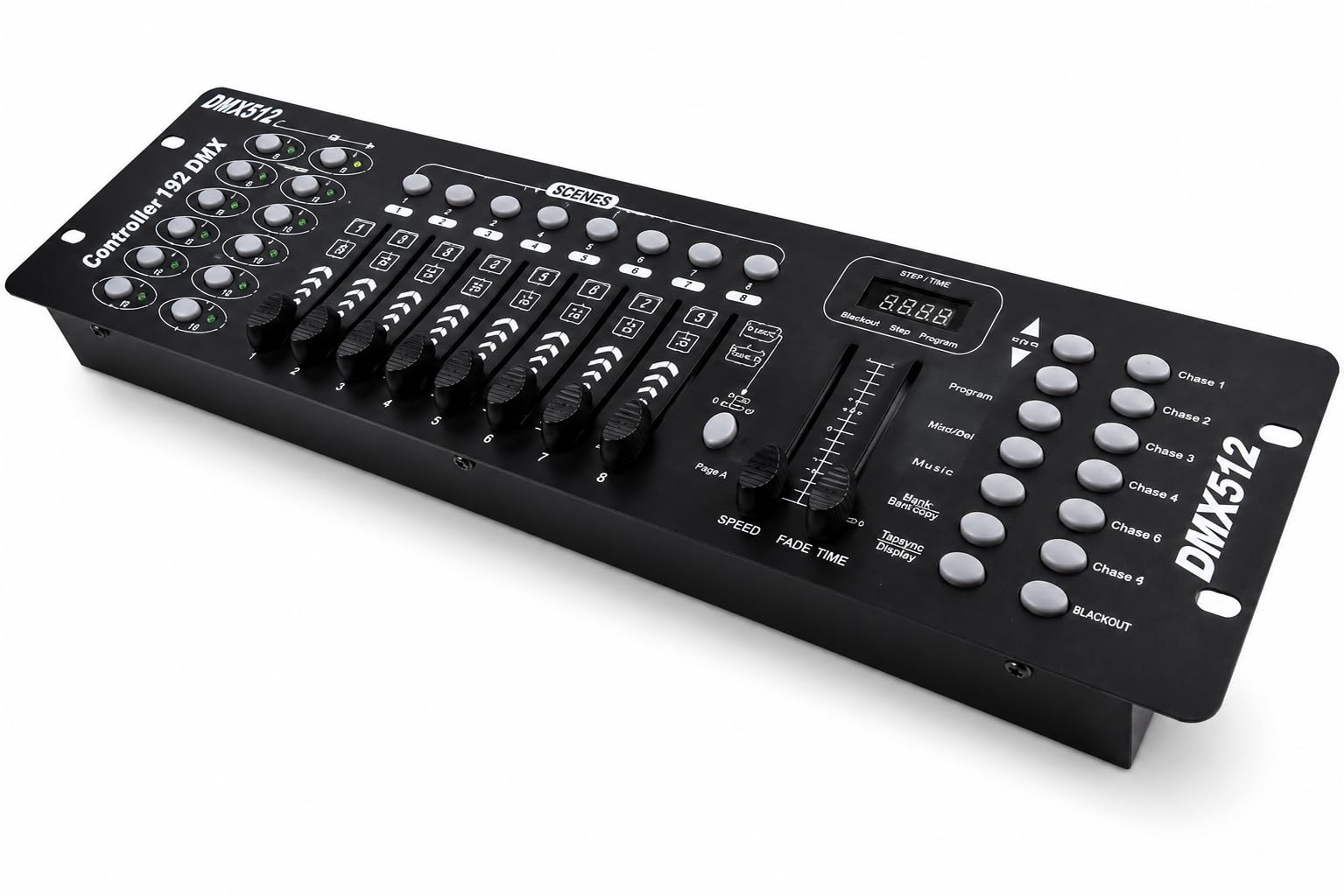 NLIGHTING Centralina DMX512 192 Canali Professionale, Controller Luci DJ per Teste Mobili, Beam, PAR LED e Faretti DMX, Console Mixer Luci con 240 Scene Programmabili, Sound Active e MIDI