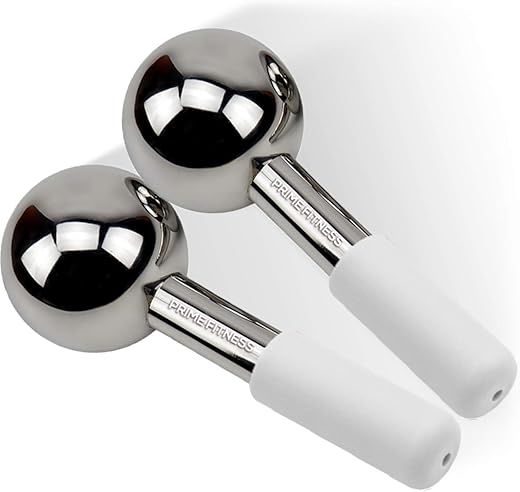 Ice Globes for Facials | Unbreakable Steel Cooling Roller | Cryo Sticks for Face | Massager for Face Neck & Eyes | Skin Care for Dark Circles, Puffiness, Wrinkles, Collagen Production (White)