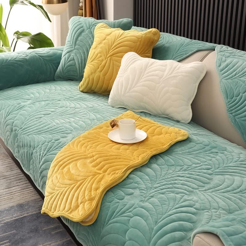 LUBOSE Velvet Sofa Covers, Washable Sofa Cover Protectors, Plush Sofa Covers, Sofa Protectors, Sofa Towels, Sofa Blankets(110 * 180cm, Green)