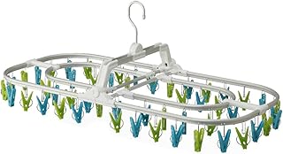 シービージャパン 洗濯 物干し ハンガー グリーン×ブルー アルミフレーム 52ピンチ 隠し干し アルミニウム製フック Kogure