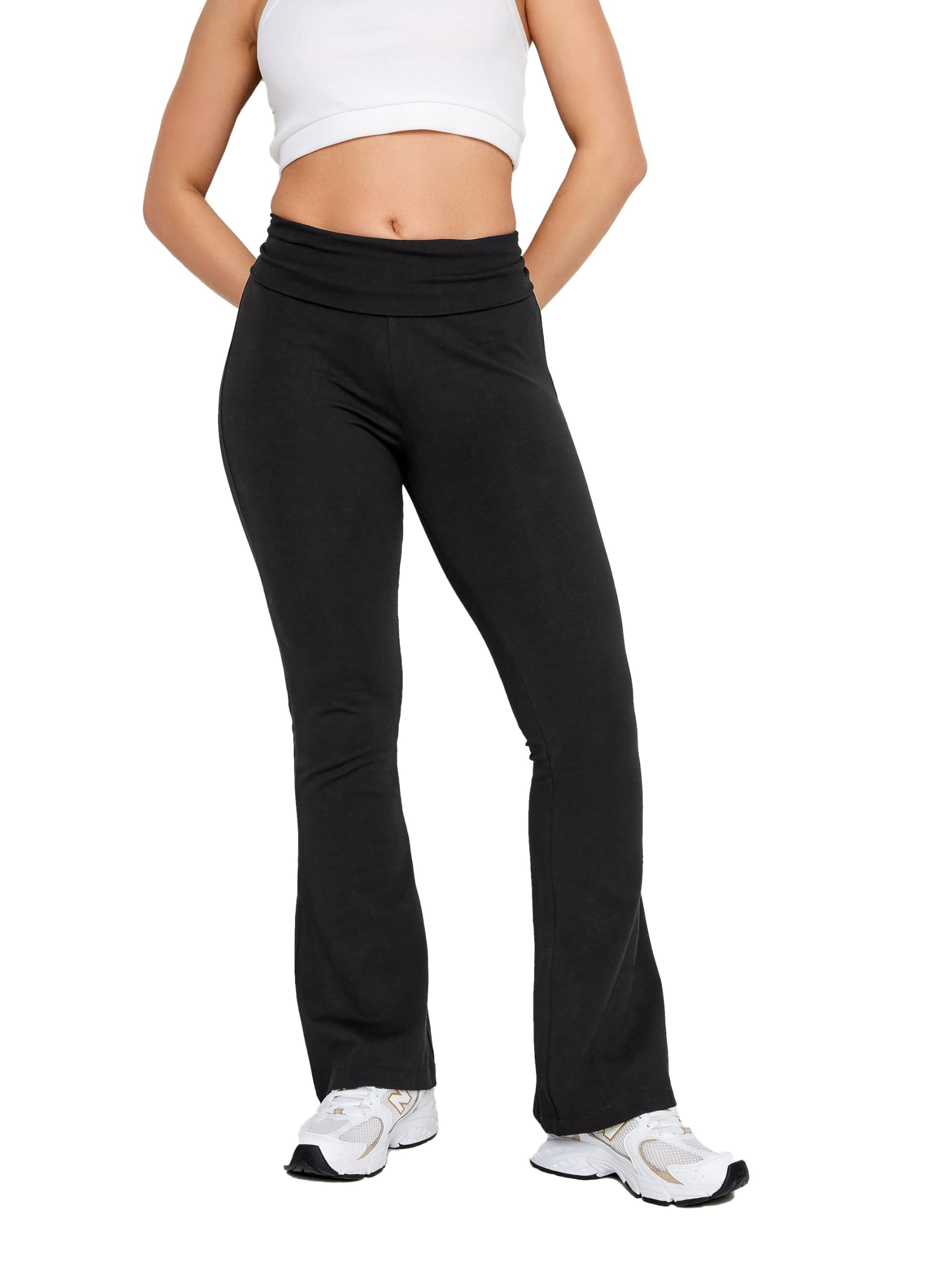 Pixiegirl Women's Black Petite Flared Leggings Pants In | Size: 8