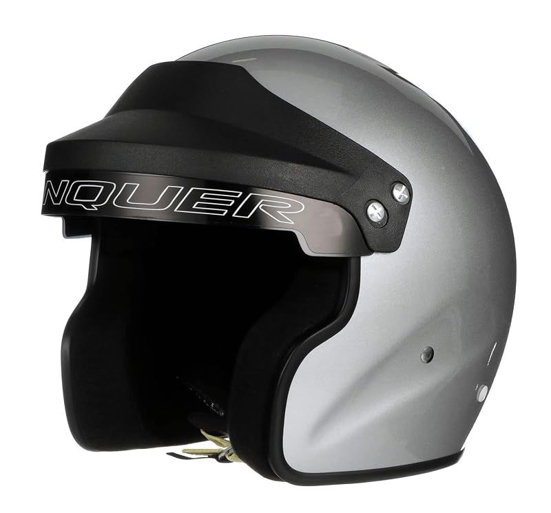 Capacete aberto para automobilismo Conquer com certificação Snell SA2025, fibra de vidro, Silver, tamanho Grande