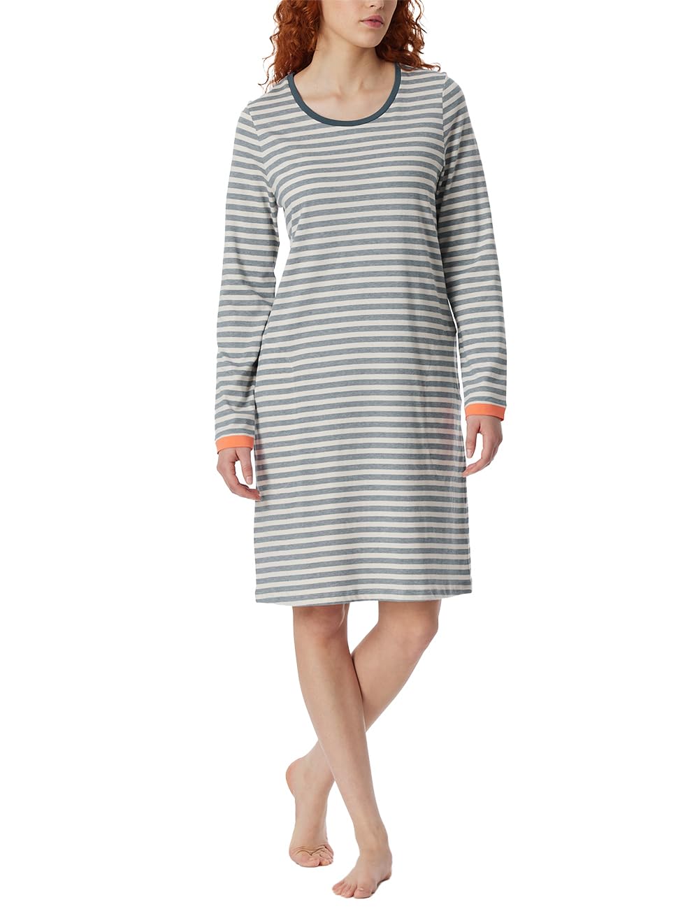 Schiesser Damen Schiesser Damen Nachthemd Langarm Weiche Baumwolle Bigshirt mit Taschen - Nightwear Nachthemd