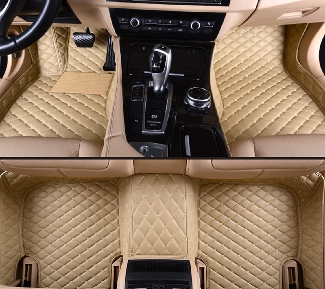 Custom Making Car Floor Mats for Mercedes-Benz G,GL,GLA,GLB,GLC,GLE,GLK,GLS,M,ML 2000-2023 Non-Slip Leather Floor Liners (Beige)