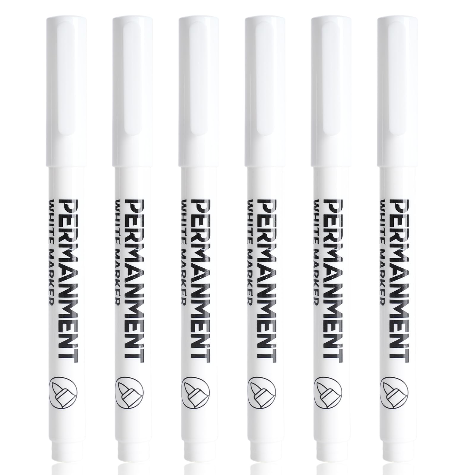 SMOOTHERPRO White Permanent Marker Pens | 1.0 mm Tip Waterproof White Pens Quick Dry Fabric Marker | for Clothes Glass Metal Stones Rock Painting Ceramic Wood Canvas (PWM01-6) 6 Pcs