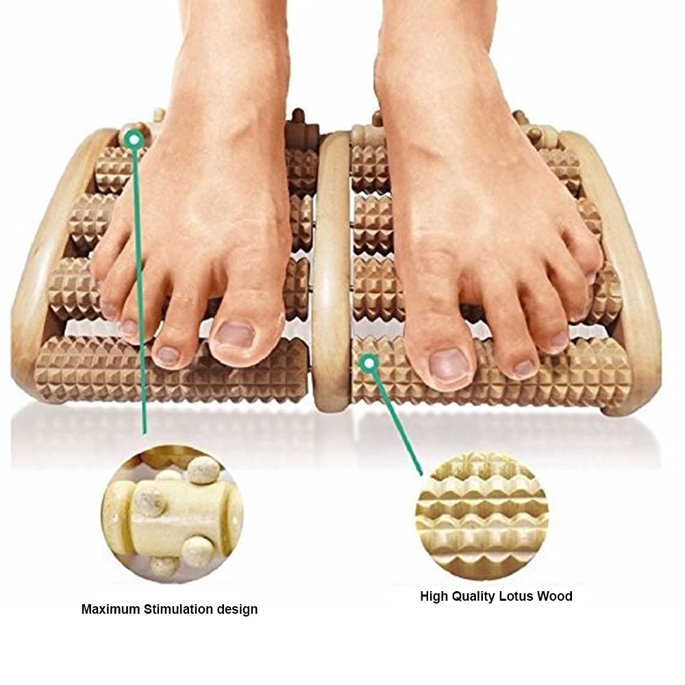 Rodillo de masaje de doble pie, rodillo de masaje de cuidado de madera para fascitis plantar, alivio del dolor, curación, espolón de tejido profundo, acupresión, masajeador de pies y talón