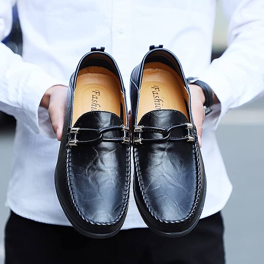 DAVBIR Men's Loafers Shoes Genuine Leather Round Toe