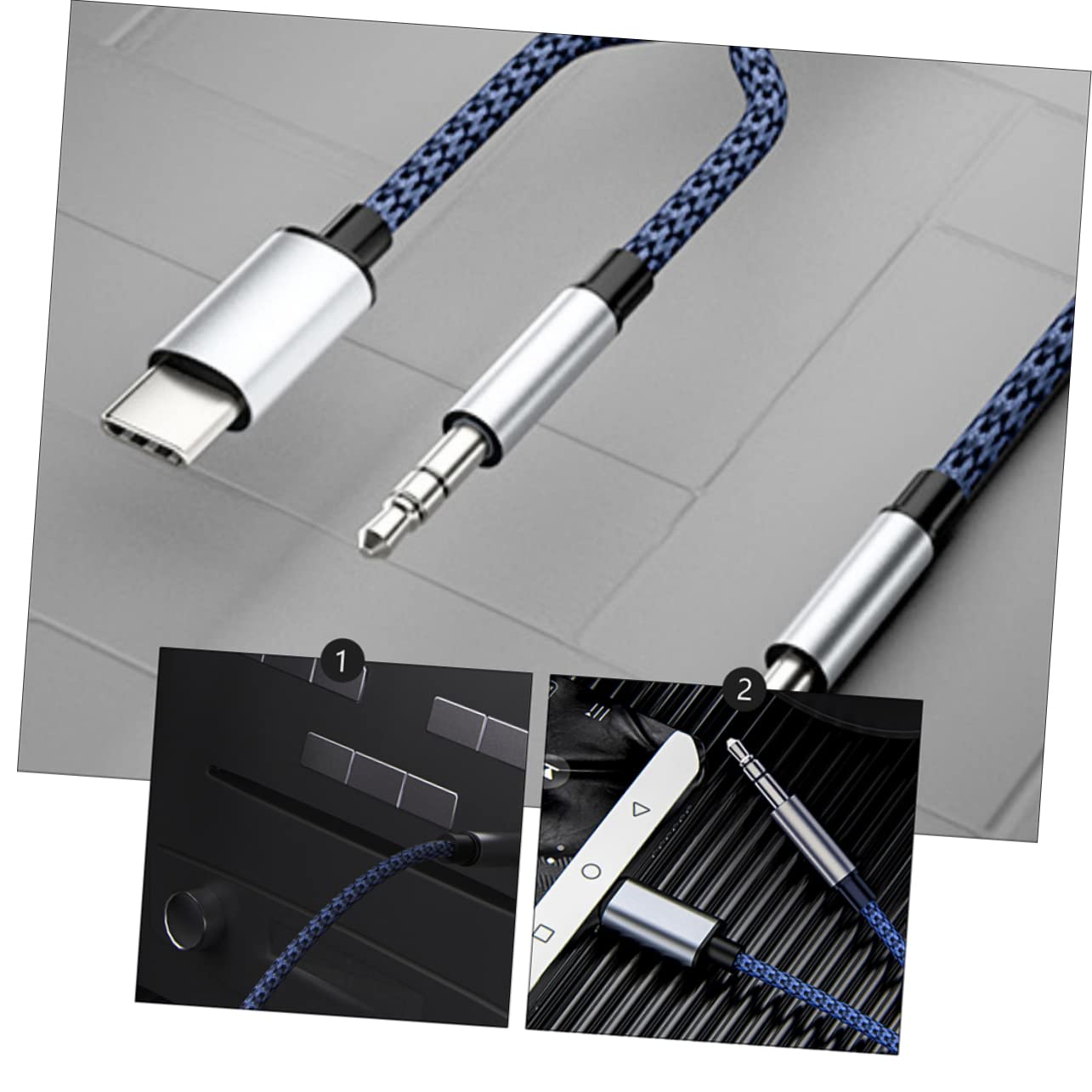 3stücke Fahrzeugmontierte Audio-kabelverbindung Für -c Geräte Langlebiges Geflochtenes Kabel Player Smartphones Und Lautsprecher Erhältlich
