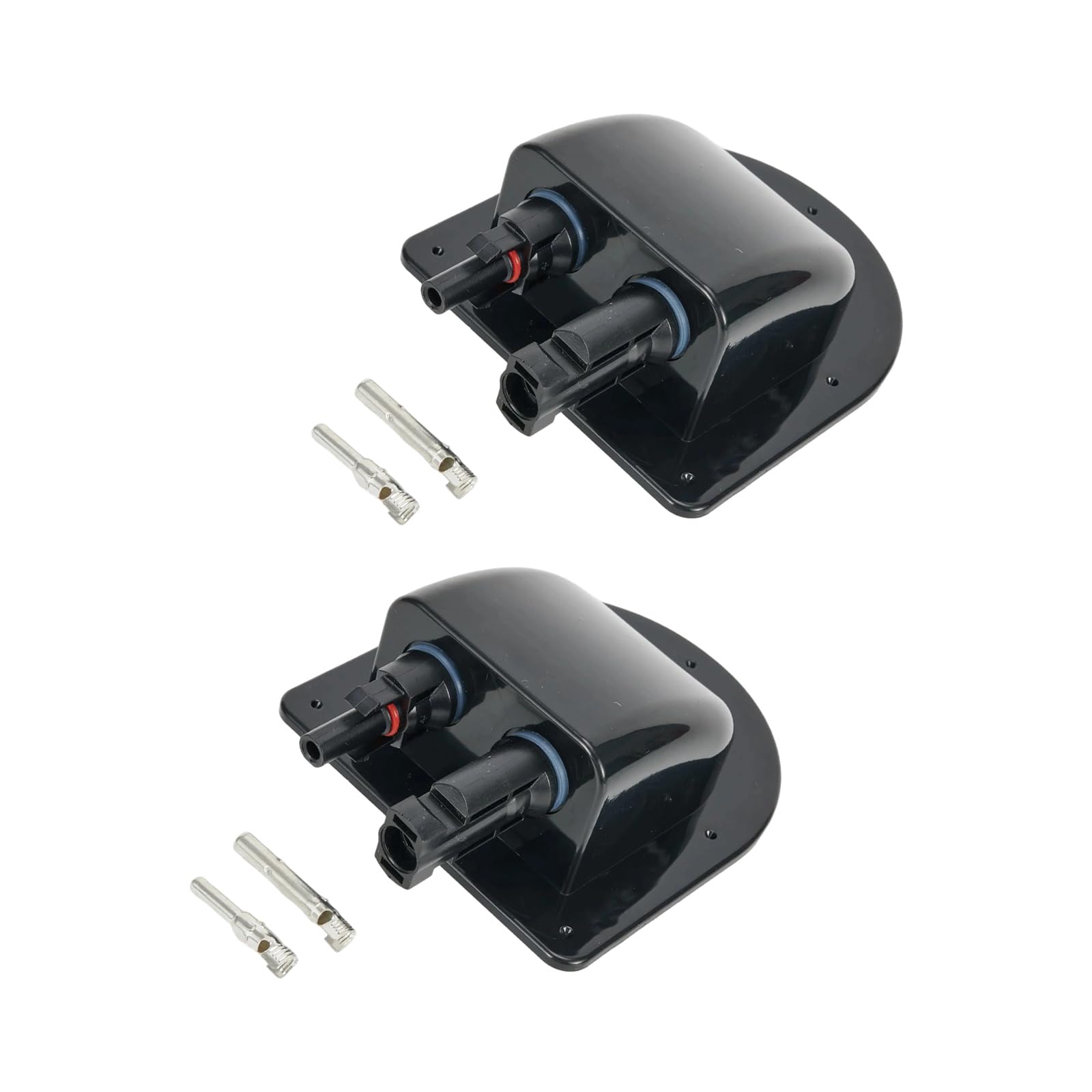 Hdoytxxm Black Double Hole Photovoltaic Junction Box Solar Panel Cable Entry Glands Sealing Box Curved Cable Connector For Caravans Motorhome Boats