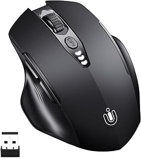 マウス 無線、[アップグレード]可視バッテリーディスプレイ、充電式ワイヤレスマウス 2.4G USB、4調節可能なDPIレベル、ラップトップPCコンピュータ用の光学式wireless mouse (黒)