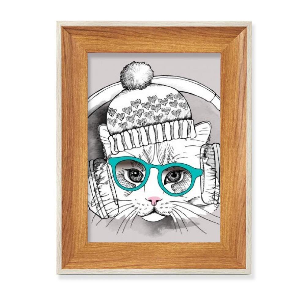 Cadre photo bois de bureau pour amant des animaux avec peinture art laine