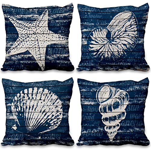 Aoihrraan 41x41cm Juego de 4 Mar De La Vendimia Fundas De Cojín C...