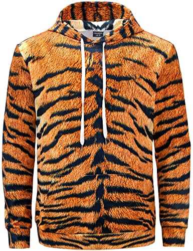 Sweat à Capuche Premium Pour Homme Avec Impression Tigre – Coupe Régulière, Manches Longues