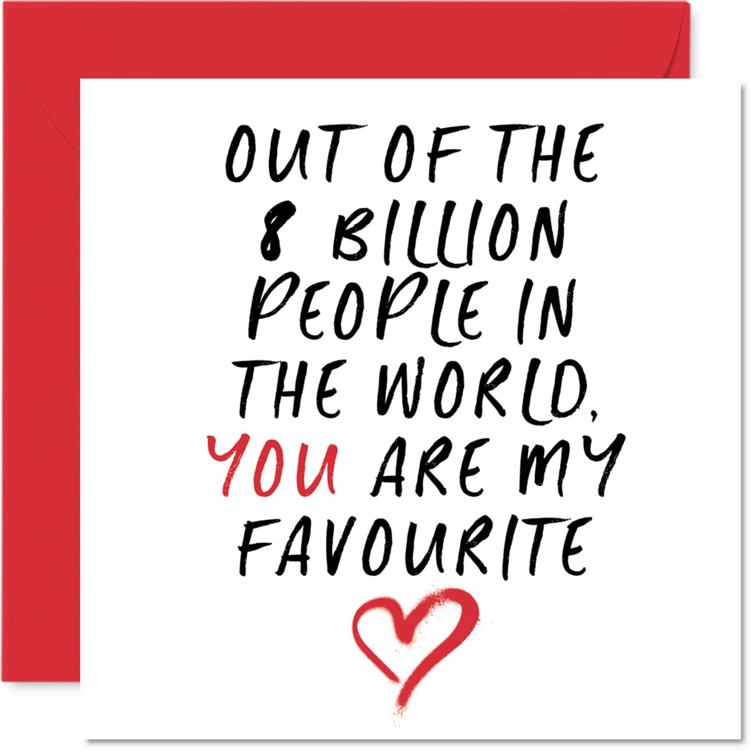 Stuff4 Fun Anniversary Card, 1 In 8 Billion, Square Greeting Card with Red Envelope, 145 x 145 mm, ASIN B0FVY87X9M, EAN 5063152320070
