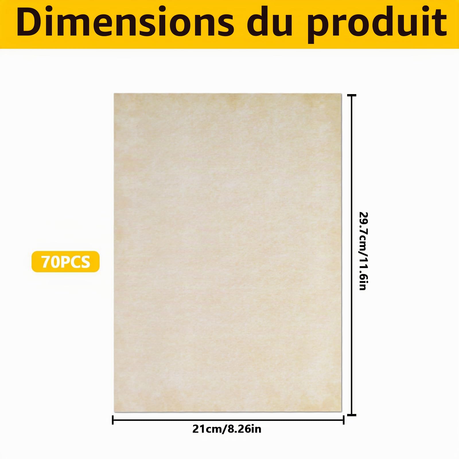 Papier à Lettre Vintage A4, Papier Antique DIN A4 pour Impression Recto Verso, Écrire, Certificats DIY (Jaune pâle)
