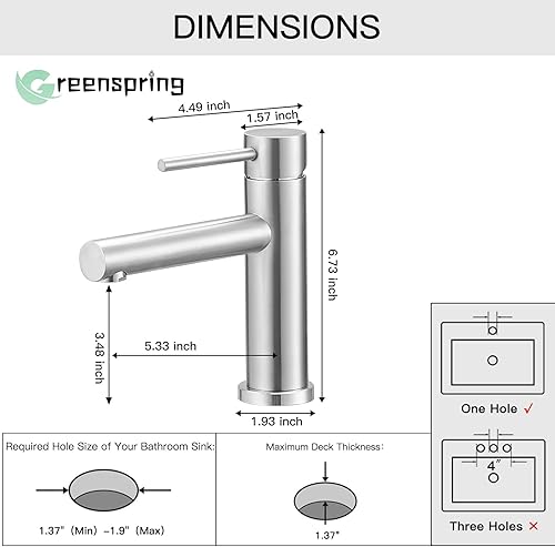 Miniatura 2 de Greenspring Grifo para lavabo de baño, color negro mate, con un solo agujero, con una sola manija, grifo moderno con drenaje desplegable y línea de